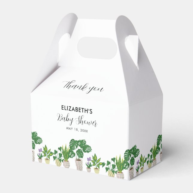 Potted Plants Baby Shower Bloom Greenery Botanical Favor Box (Front Side)