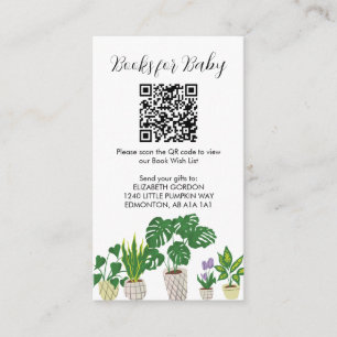 Potted Plants Baby Shower Books for Baby QR Code Enclosure Card