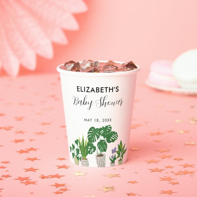 Potted Plants Baby Shower Greenery Botanical Paper Cups (Insitu)