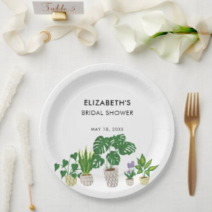 Potted Plants Bridal Shower Greenery Personalized Paper Plate