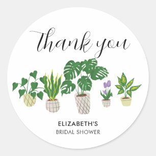 Potted Plants Bridal Shower Greenery Thank you  Classic Round Sticker