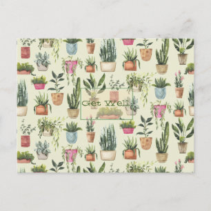 Potted Plants Get Well Postcard