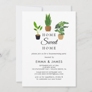 Potted Plants "Home Sweet Home" Housewarming  Invitation