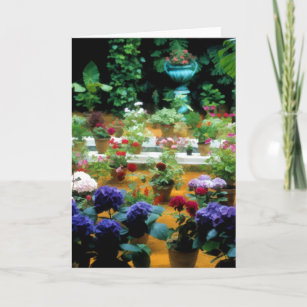 Potted Plants in Beautiful Garden in Seville Spain Card