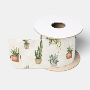 Potted Plants Watercolor  Satin Ribbon