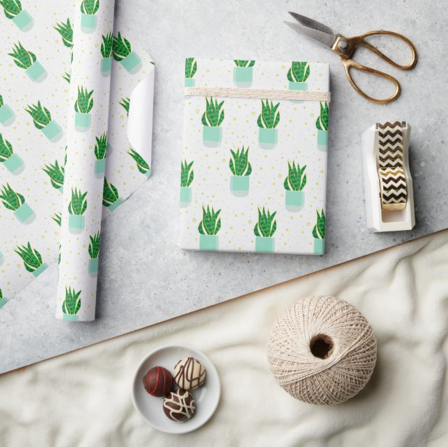 Potted Sansevieria Snake Plant Print Wrapping Paper (Crafts)