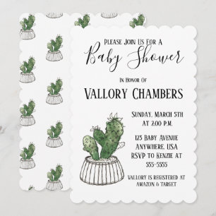 Potted Succulent Cactus Baby Shower Invitation