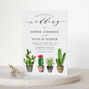 Potted Succulents and Cactus Boho Wedding Invitation