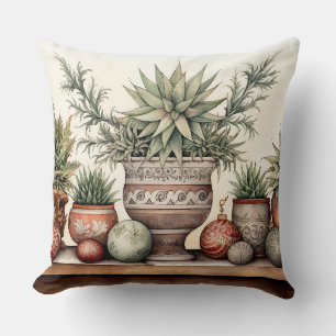 Potted Succulents Southwestern Christmas Holiday Throw Pillow