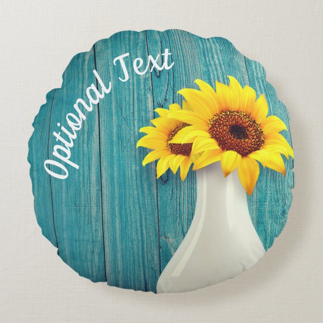 Potted Sunflowers Round Pillow (Front)