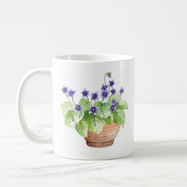 Potted Violets Coffee Mug (Left)