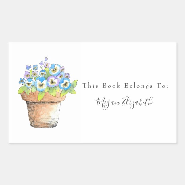 Potted Watercolor Pansies Sticker (Front)