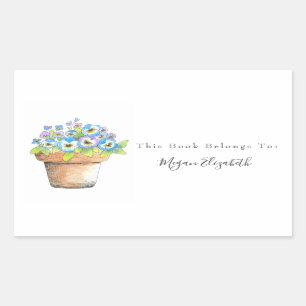 Potted Watercolor Pansies Sticker