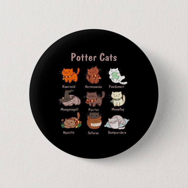 Potter Cats For Cat Lovers  2 Inch Round Button (Front)