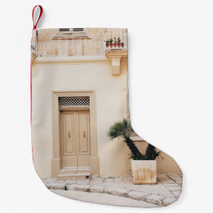 Potter plant near concrete house small christmas stocking