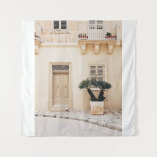 Potter plant near concrete house tapestry