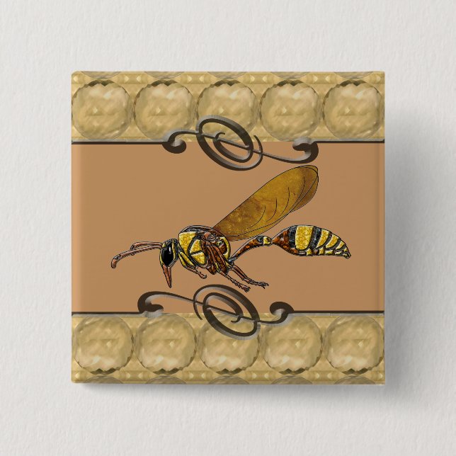 Potter Wasp 2 Inch Square Button (Front)