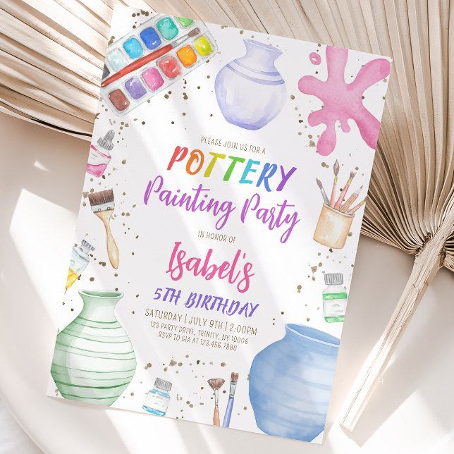 Pottery Art Birthday Party Invitation (Creator Uploaded)