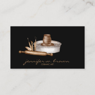 Pottery Ceramic Artist Tools Black Business Card