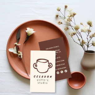 POTTERY Ceramics Studio Elegant Hand-drawn Icons  Business Card