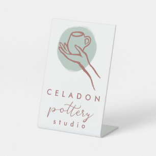 POTTERY Ceramics Studio Shop Elegant Hand-drawn Pedestal Sign
