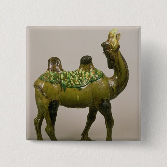 Pottery Chinese wailing camel 2 Inch Square Button (Front)