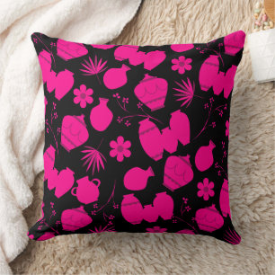 pottery clay ceramics artist pots floral pattern t throw pillow