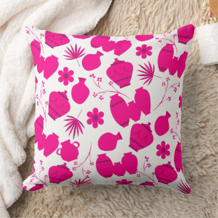 pottery clay ceramics artist pots floral pattern t throw pillow