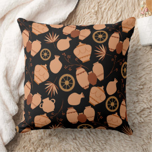 pottery clay ceramics artist pots floral pattern throw pillow