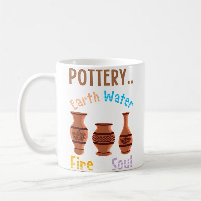 Pottery Earth Water Fire  Soul - Lovely Pottery Coffee Mug (Left)