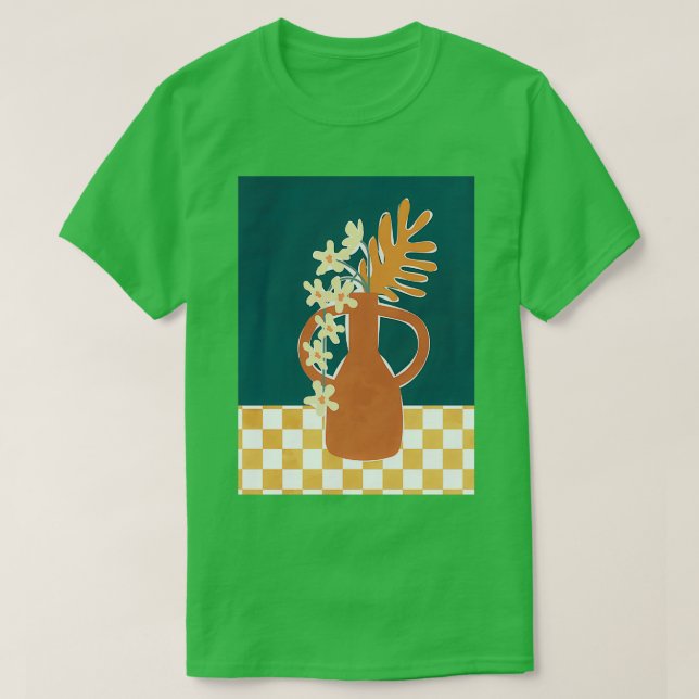 Pottery Flowers Table T-Shirt (Design Front)