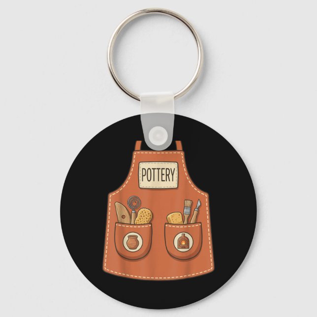 Pottery Funny Ceramic Artist Kiln Worker Apron Keychain (Front)