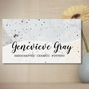 Pottery Handcrafted Modern Calligraphy Script Grey Business Card