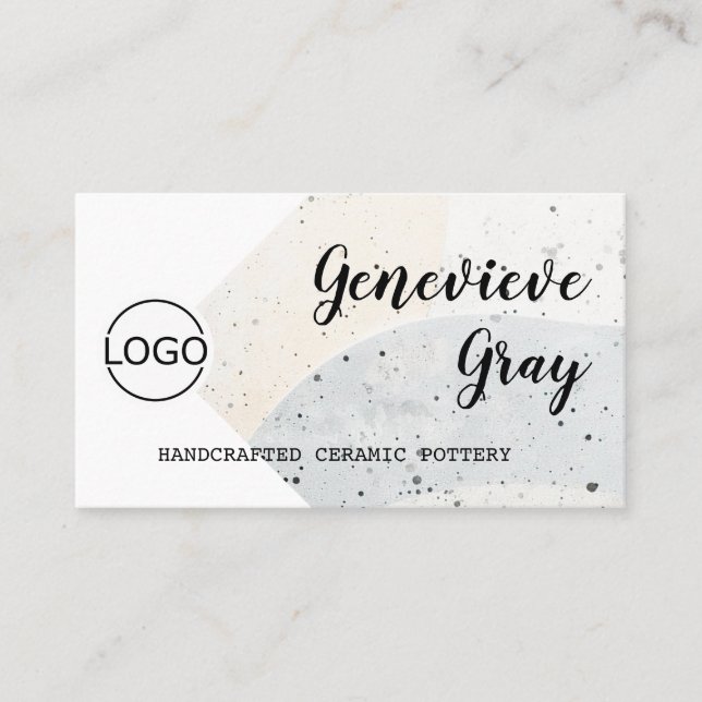 Pottery Handcrafted Modern Calligraphy Script Logo Business Card (Front)