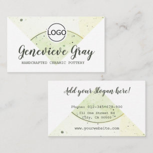 Pottery Handcrafted Modern Calligraphy Script Logo Business Card
