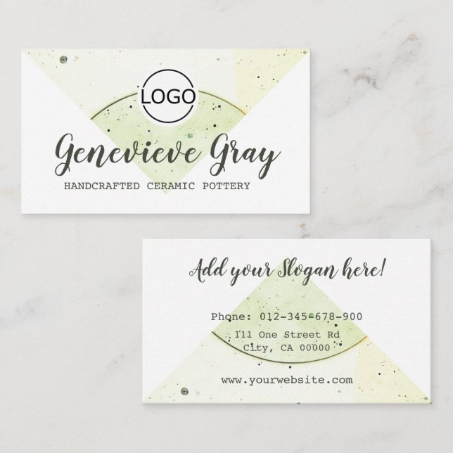Pottery Handcrafted Modern Calligraphy Script Logo Business Card (Front/Back)