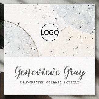 Pottery Handcrafted Modern Concrete Logo Template Square Business Card