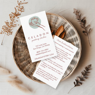 POTTERY Handmade Ceramics CARE Instructions Business Card