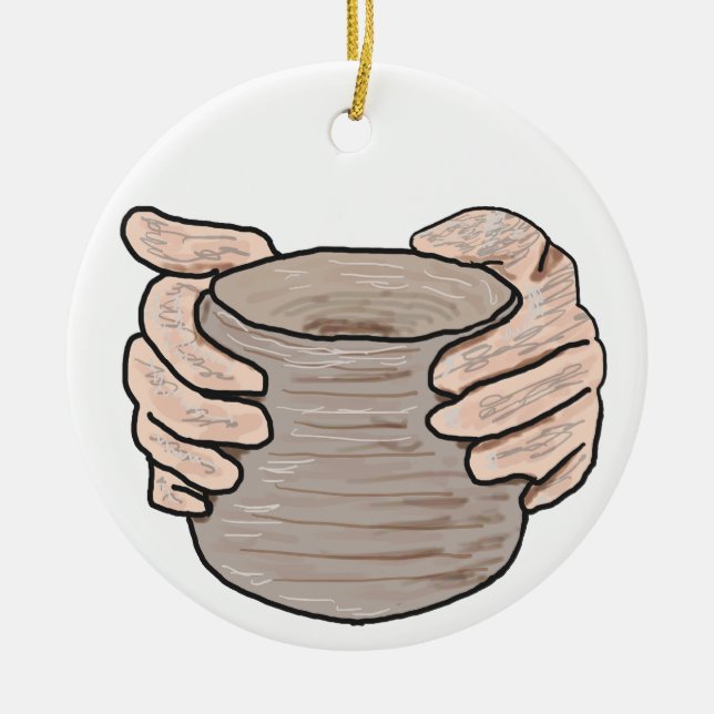Pottery Making Hands Ceramic Ornament (Front)