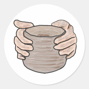 Pottery Making Hands Classic Round Sticker