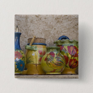 Pottery, Moustiers-Sainte-Marie, Provence, 2 Inch Square Button