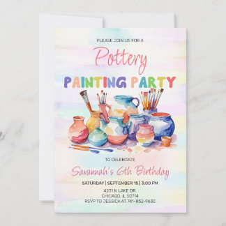 Pottery Painting Birthday Party Invitation