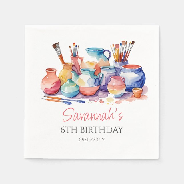 Pottery Painting Birthday Party Napkin (Front)