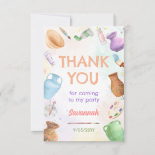Pottery Painting Party Thank You Card