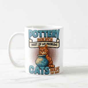 Pottery Solves Most Of My Problems Cats Lover Pott Coffee Mug