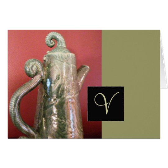 Pottery Tea Pot Note Card w/Monogram