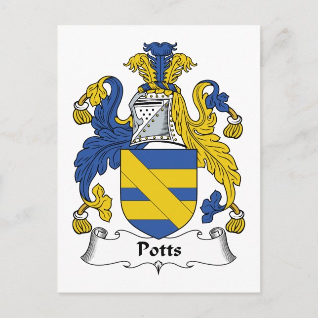 Potts Family Crest Postcard (Front)