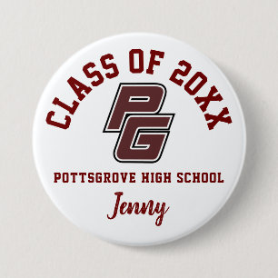 Pottsgrove High School Button Logo Custom Personal