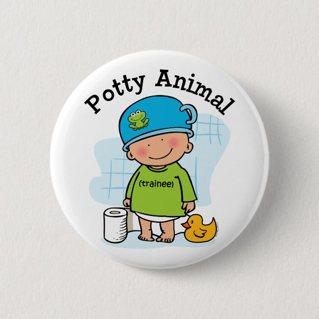 Potty Animal Boy Button (Front)