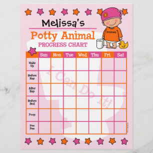 Potty Animal Girl Training Chart